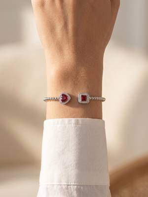 92.5 sterling silver ruby romance double charm bracelet for women 1