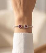 92.5 sterling silver ruby romance double charm bracelet for women