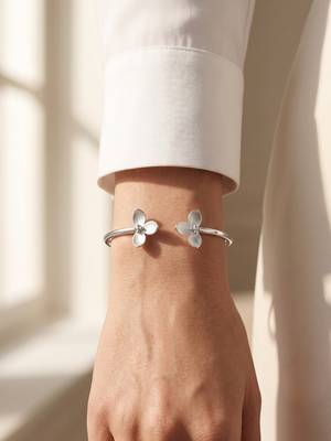 92.5 sterling silver petal open cuff bracelet for women 1