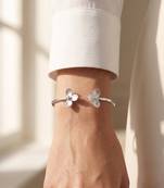 92.5 sterling silver petal open cuff bracelet for women