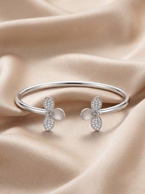 92.5 sterling silver petal open cuff bracelet for women 2