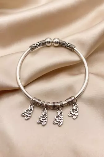 92.5 sterling silver teddy charm silver bracelet for women