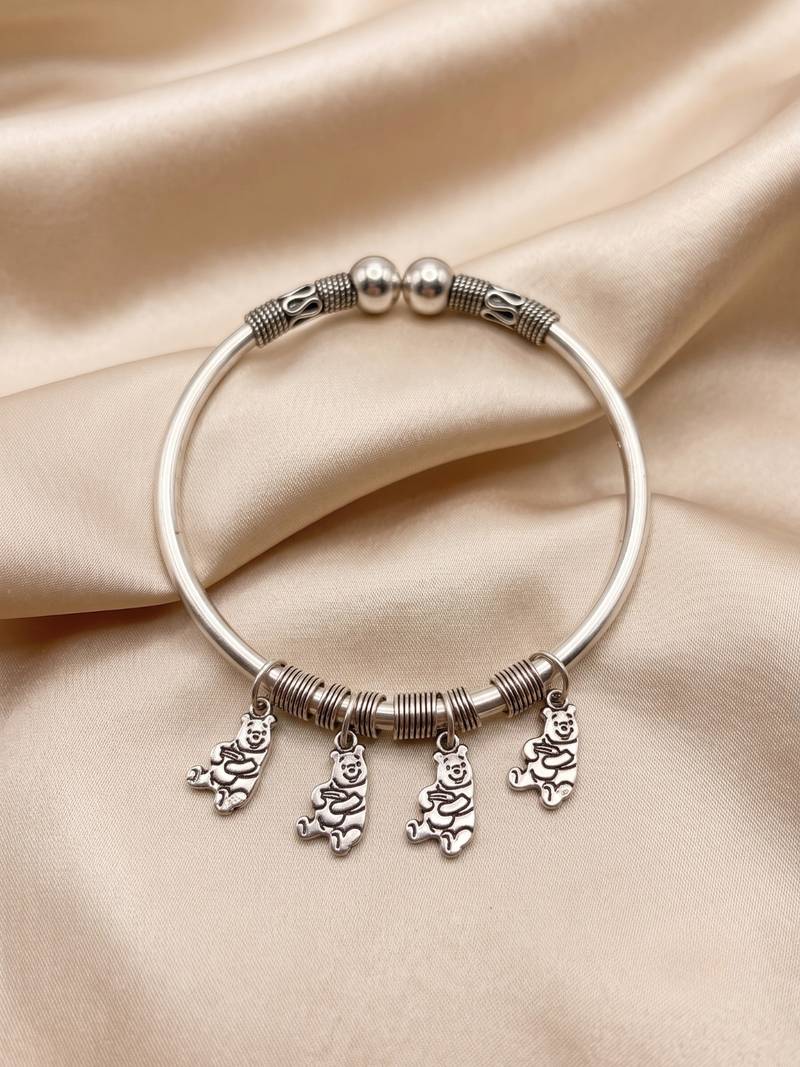 92.5 sterling silver teddy charm silver bracelet for women
