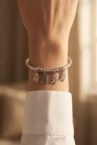 92.5 sterling silver teddy charm silver bracelet for women