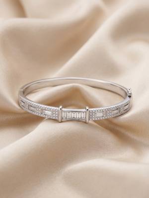 92.5 sterling silver radiant baguette crystal silver bracelet for women 1