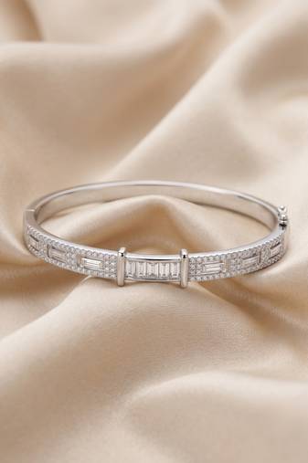 92.5 sterling silver radiant baguette crystal silver bracelet for women