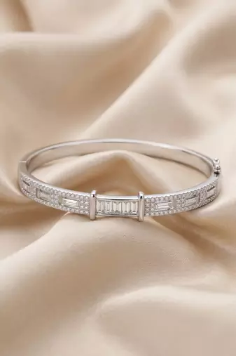 92.5 sterling silver radiant baguette crystal silver bracelet for women