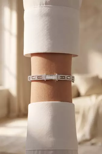 92.5 sterling silver radiant baguette crystal silver bracelet for women