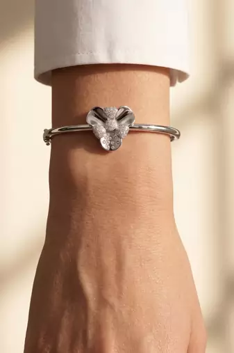 92.5 sterling silver bloom crystal flower silver bracelet for women