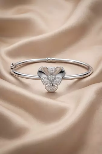 92.5 sterling silver bloom crystal flower silver bracelet for women