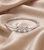92.5 sterling silver crystal heart bow silver bracelet for women
