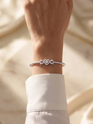 92.5 sterling silver crystal heart bow silver bracelet for women 2