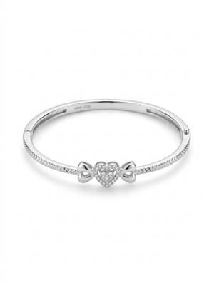 92.5 sterling silver crystal heart bow silver bracelet for women 3