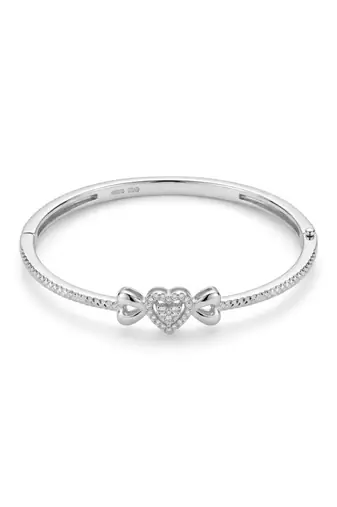 92.5 sterling silver crystal heart bow silver bracelet for women