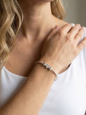 92.5 sterling silver crystal heart bow silver bracelet for women 4