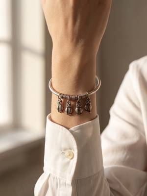 92.5 sterling silver owl charm silver bracelet for women 1