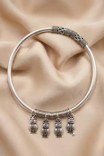 92.5 sterling silver owl charm silver bracelet for women