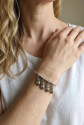 92.5 sterling silver owl charm silver bracelet for women 4