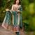 Teal green blend straight kurta set for women with pant and dupatta