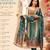Teal green blend straight kurta set for women with pant and dupatta
