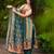 Teal green blend straight kurta set for women with pant and dupatta