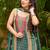 Teal green blend straight kurta set for women with pant and dupatta