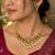 Temple Lakshmi Necklace Set, Ruby Green CZ Bridal Jewelry, South Indian Wedding Traditional Set