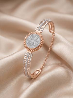 92.5 sterling silver rose gold crystal circle statement bracelet for women 2