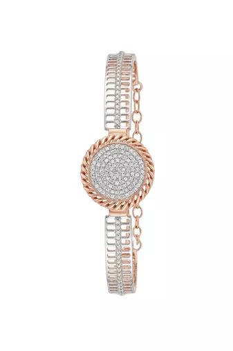 92.5 sterling silver rose gold crystal circle statement bracelet for women