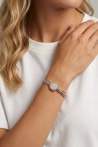 92.5 sterling silver rose gold crystal circle statement bracelet for women