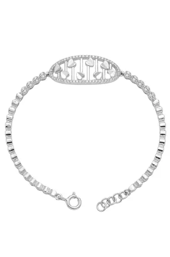 92.5 sterling silver clover charm tennis bracelet for women