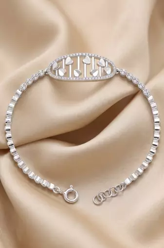 92.5 sterling silver clover charm tennis bracelet for women