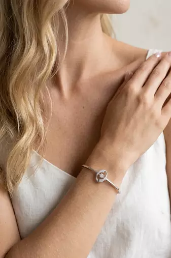 92.5 sterling silver crystal infinity oval bracelet for women