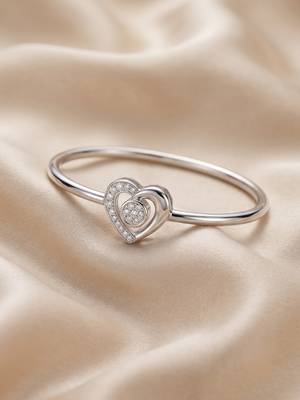 92.5 sterling silver heart crystal open bracelet for women 1