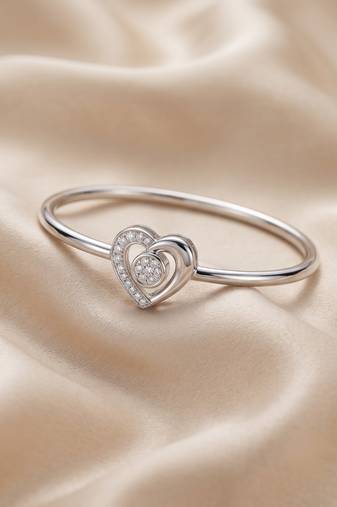 92.5 sterling silver heart crystal open bracelet for women