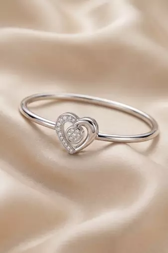 92.5 sterling silver heart crystal open bracelet for women