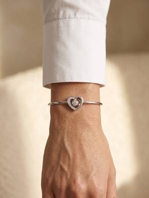 92.5 sterling silver heart crystal open bracelet for women 2