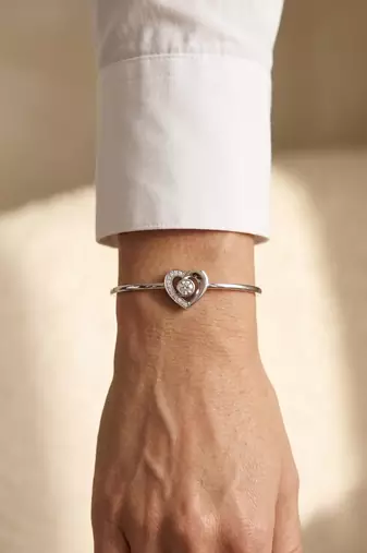 92.5 sterling silver heart crystal open bracelet for women