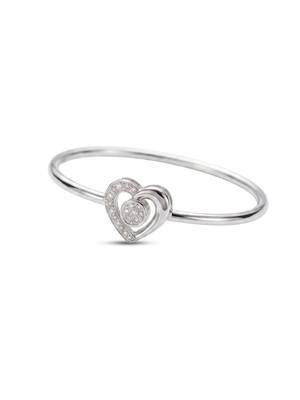 92.5 sterling silver heart crystal open bracelet for women 3