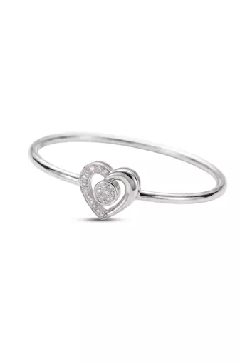 92.5 sterling silver heart crystal open bracelet for women