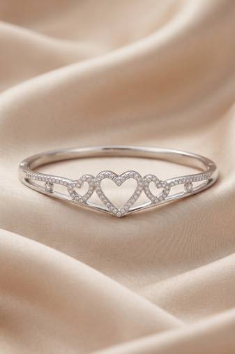 92.5 sterling silver endless hearts crystal bracelet for women
