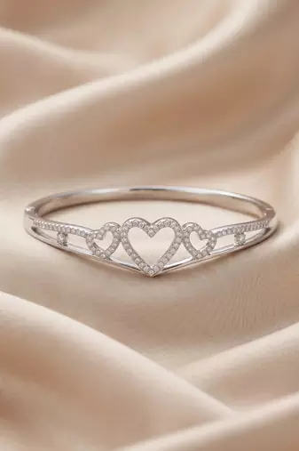 92.5 sterling silver endless hearts crystal bracelet for women
