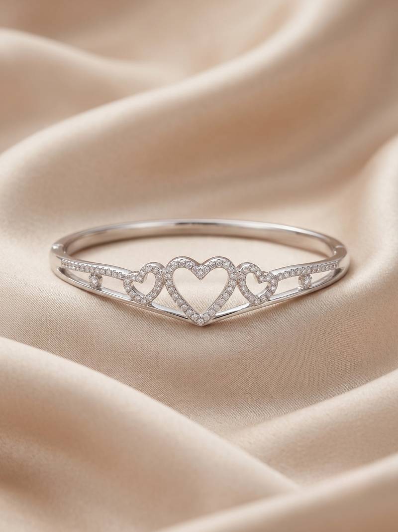 92.5 sterling silver endless hearts crystal bracelet for women