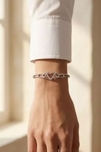 92.5 sterling silver endless hearts crystal bracelet for women