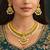 Antique Gold Temple Jewelry Set: Lakshmi Choker, Pearl Earrings, South Indian Bridal Necklace