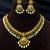 Antique Gold Temple Jewelry Set: Lakshmi Choker, Pearl Earrings, South Indian Bridal Necklace