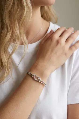 92.5 sterling silver endless hearts crystal bracelet for women