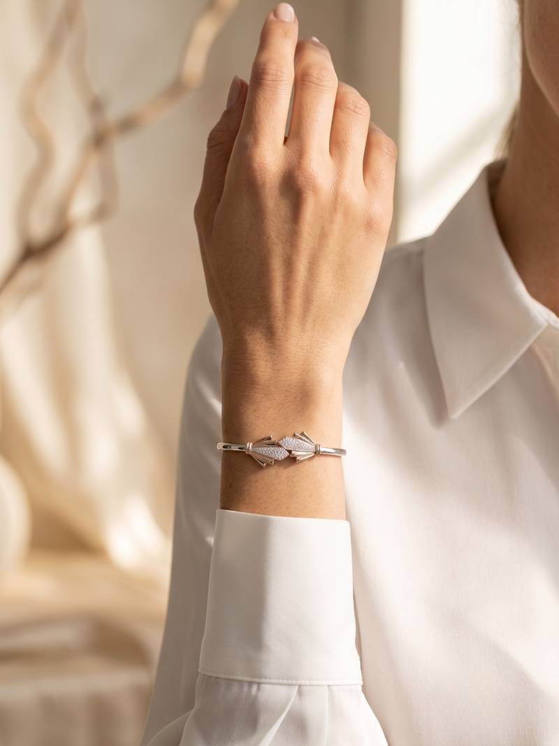 92.5 sterling silver art deco radiance open cuff bracelet for women
