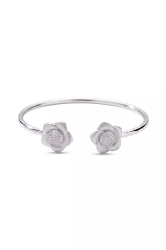 92.5 sterling silver bloom elegance open cuff bracelet for women