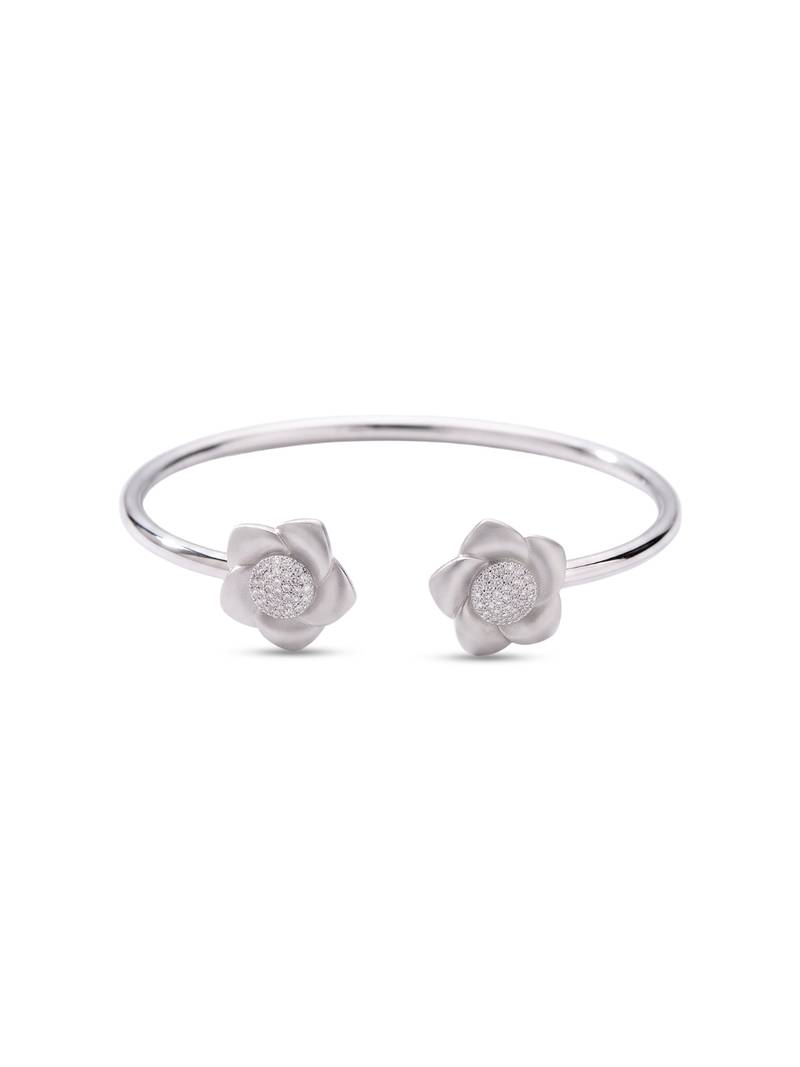 92.5 sterling silver bloom elegance open cuff bracelet for women